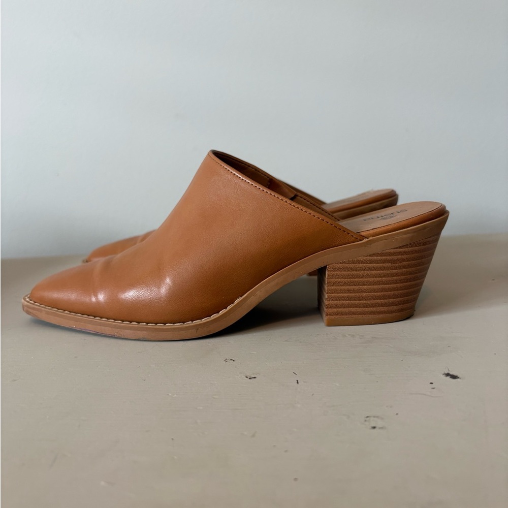 Classic Tan Leather Mule Heels